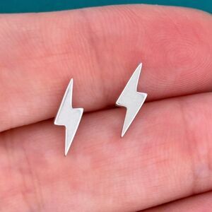 Lightning Bolt Sterling Silver Earring Studs 925
